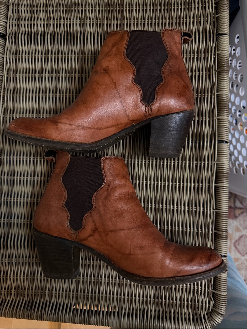 Frye Cognac Leather Chelsea Ankle Boots